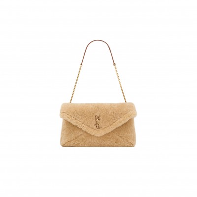 YSL CASSANDRE LARGE POUCH ON CHAIN IN SHEARLING 8536110T84W9210 (29.5*18*5cm)